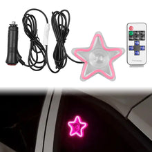 Load image into Gallery viewer, BRAND NEW UNIVERSAL STAR SHAPED PINK LED Neon Flash Light Car Window Glow Electric Remote Control Lamp