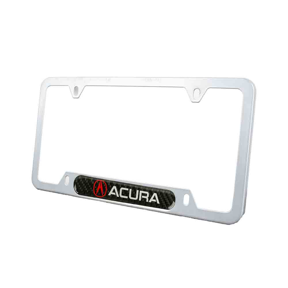 Brand New Universal 2PCS ACURA Silver Metal License Plate Frame