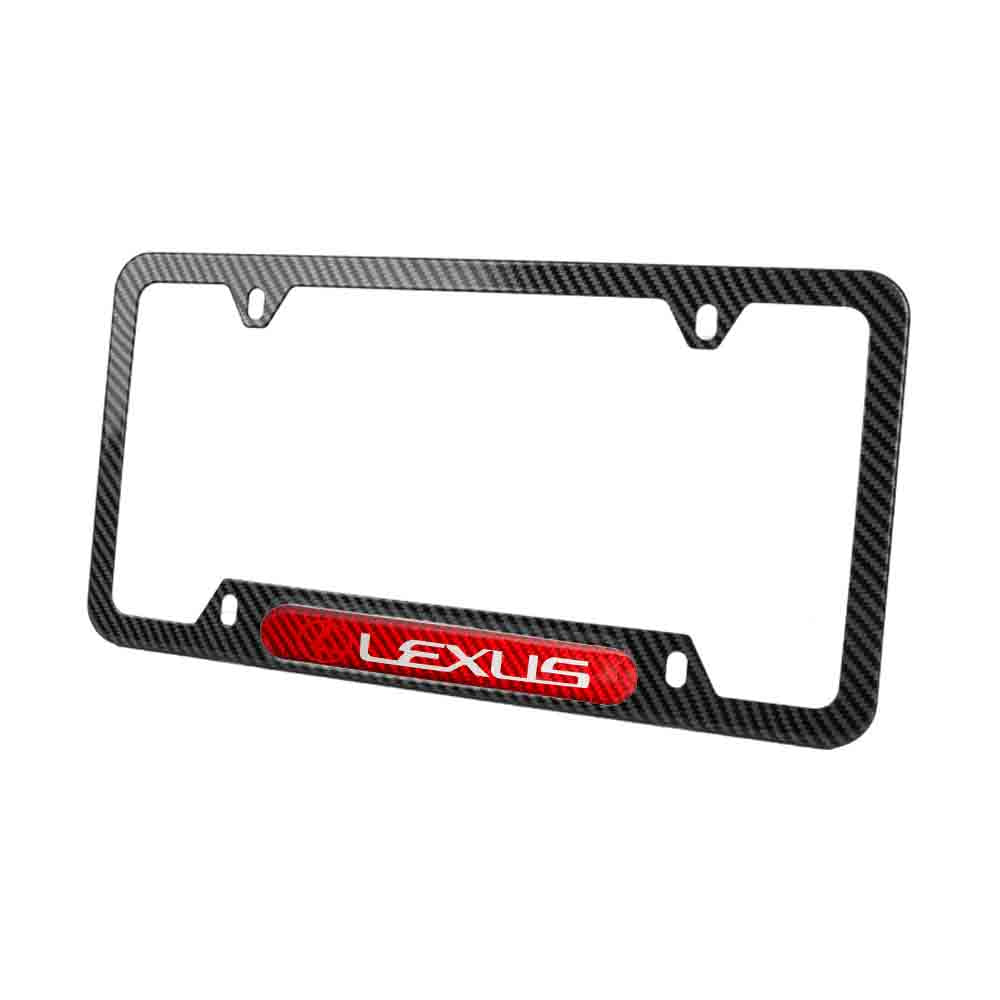 Brand New Universal 2PCS LEXUS Carbon Fiber Look Metal License Plate Frame