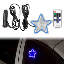 Load image into Gallery viewer, BRAND NEW UNIVERSAL STAR SHAPED BLUE LED Neon Flash Light Car Window Glow Electric Remote Control Lamp