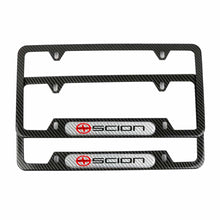 Load image into Gallery viewer, Brand New Universal 2PCS Scion Carbon Fiber Look Metal License Plate Frame