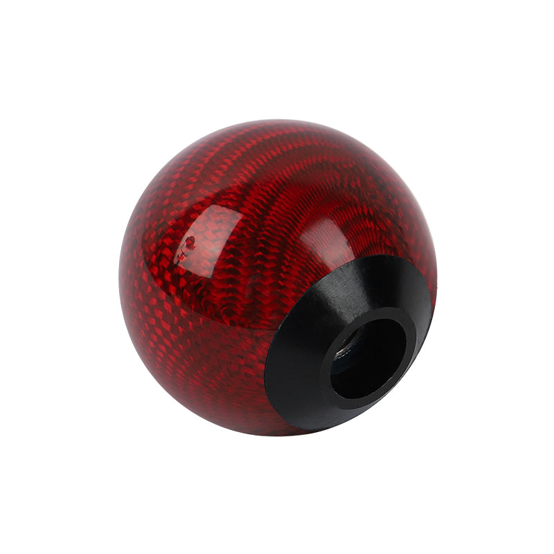 Brand New Universal Momo Car Gear Shift Knob Round Ball Shape Red Real Carbon Fiber M8 M10 M12