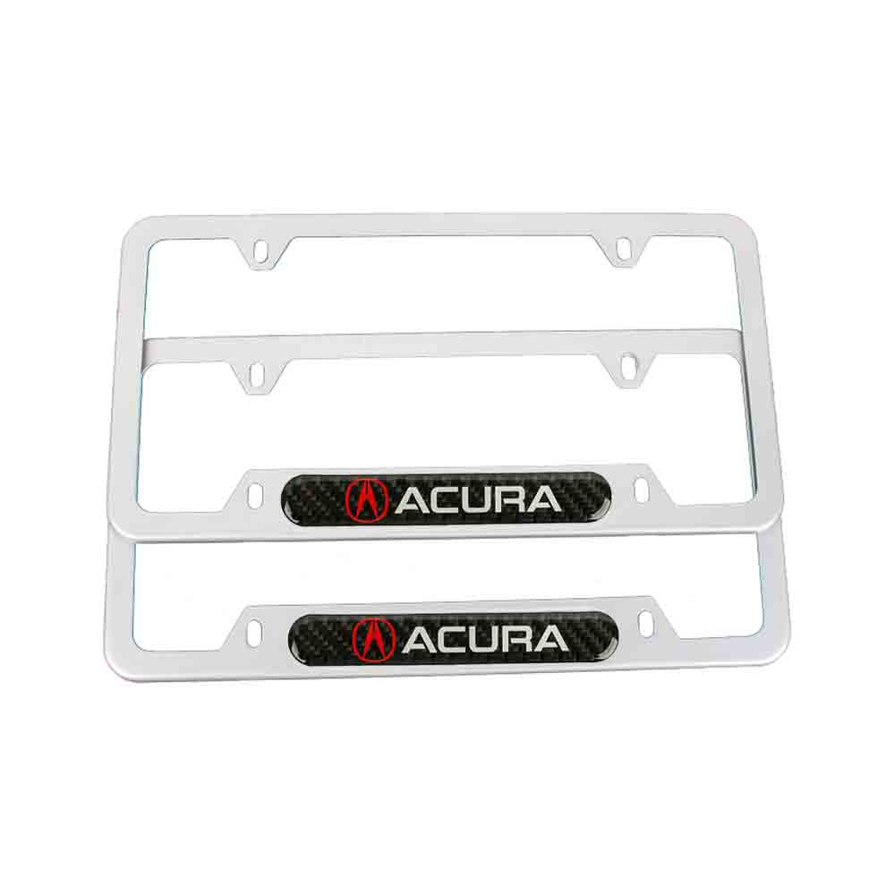 Brand New Universal 2PCS ACURA Silver Metal License Plate Frame