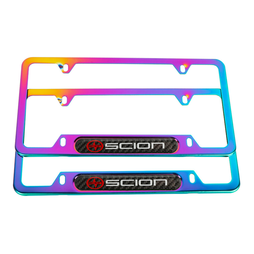 Brand New Universal 2PCS SCION Neo Chrome Metal License Plate Frame