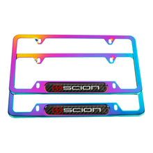 Load image into Gallery viewer, Brand New Universal 2PCS SCION Neo Chrome Metal License Plate Frame