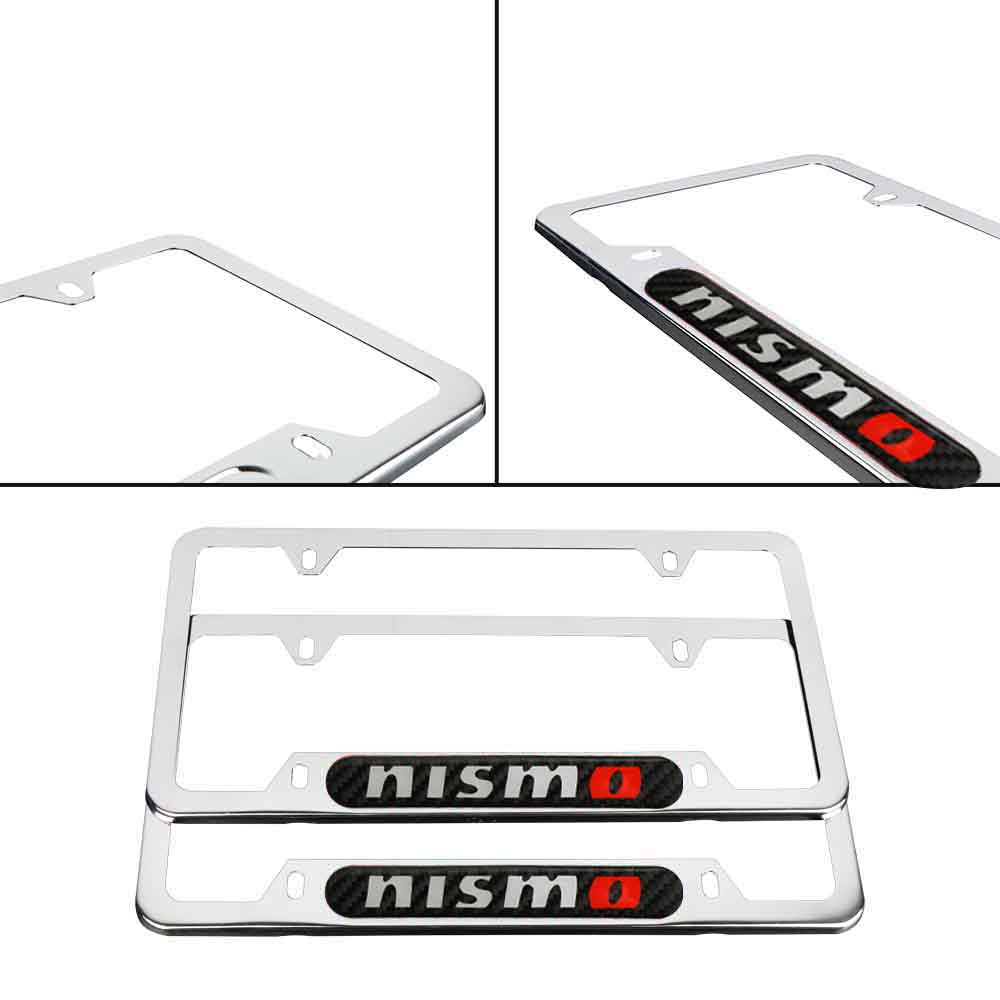 Brand New Universal 2PCS Nismo Chrome Metal License Plate Frame