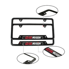 Load image into Gallery viewer, Brand New Universal 2PCS MUGEN Carbon Fiber Look Metal License Plate Frame