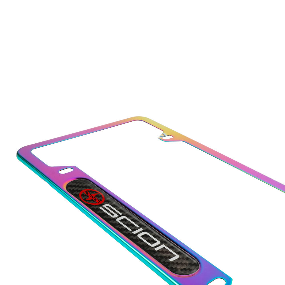 Brand New Universal 2PCS SCION Neo Chrome Metal License Plate Frame