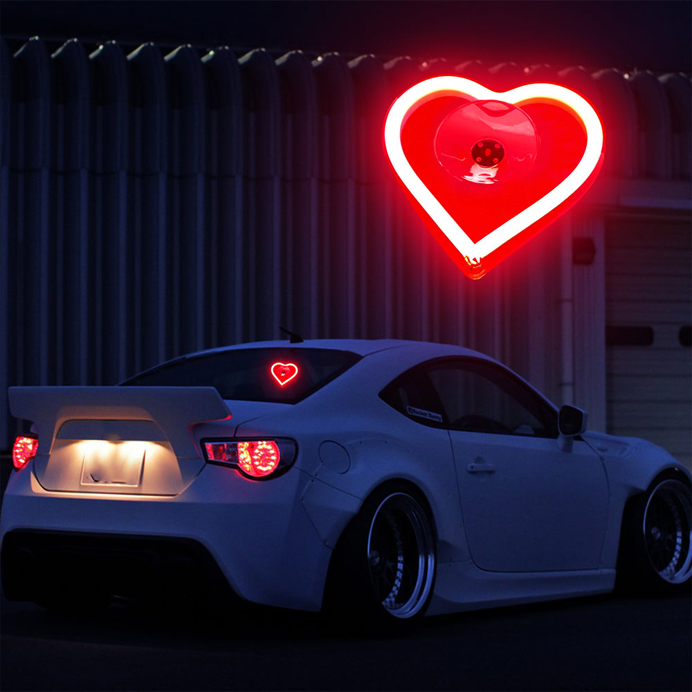 BRAND NEW UNIVERSAL LOVE HEART RED LED Neon Flash Light Car Window Glow Electric Remote Control Lamp