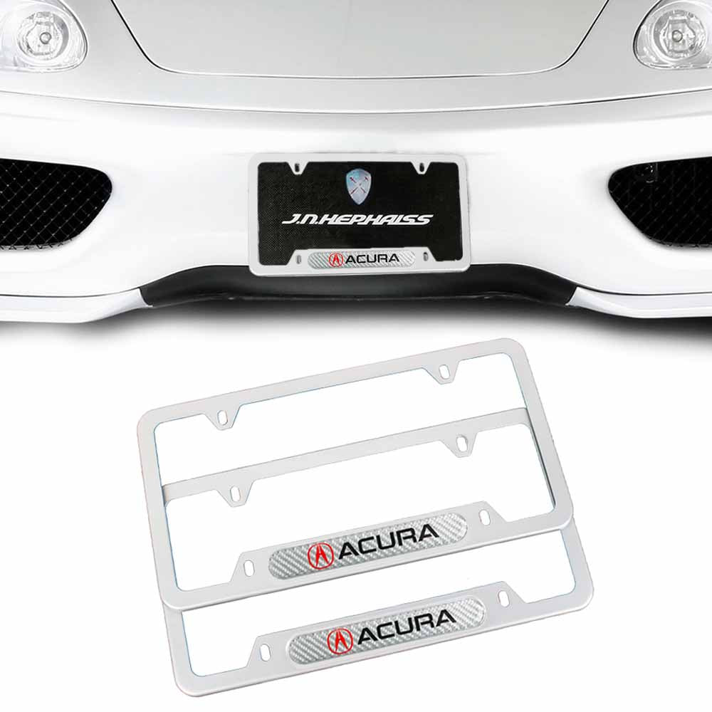 Brand New Universal 2PCS Acura Silver Metal License Plate Frame