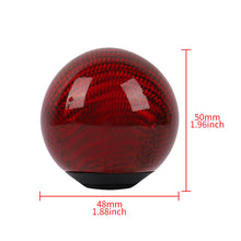 Load image into Gallery viewer, Brand New Universal TRD Car Gear Shift Knob Round Ball Shape Red Real Carbon Fiber M8 M10 M12