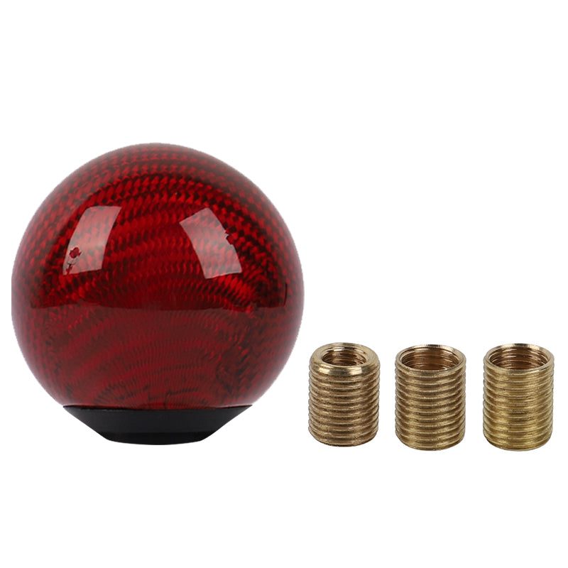 Brand New Universal TRD Car Gear Shift Knob Round Ball Shape Red Real Carbon Fiber M8 M10 M12