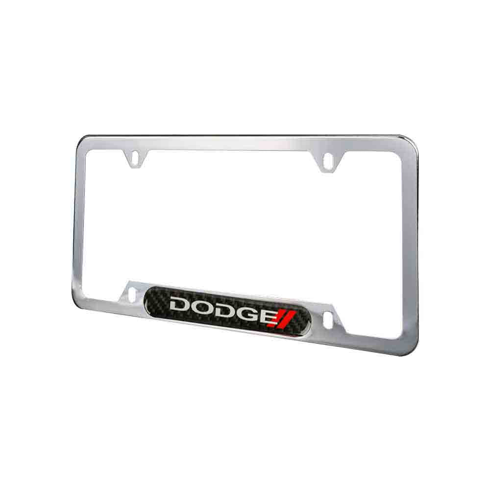 Brand New Universal 2PCS Dodge Chrome Metal License Plate Frame