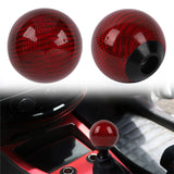 Brand New Car Gear Shift Knob Round Ball Shape Red Real Carbon Fiber Universal with Adapters