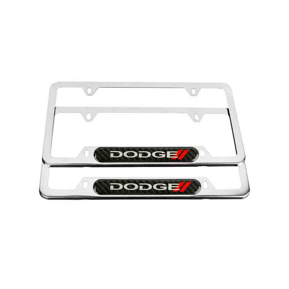 Brand New Universal 2PCS Dodge Chrome Metal License Plate Frame