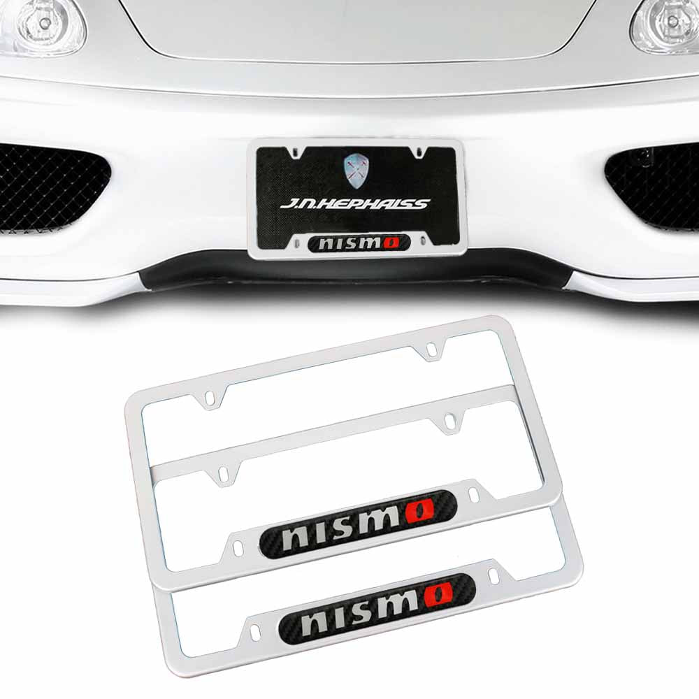 Brand New Universal 2PCS NISMO Silver Metal License Plate Frame