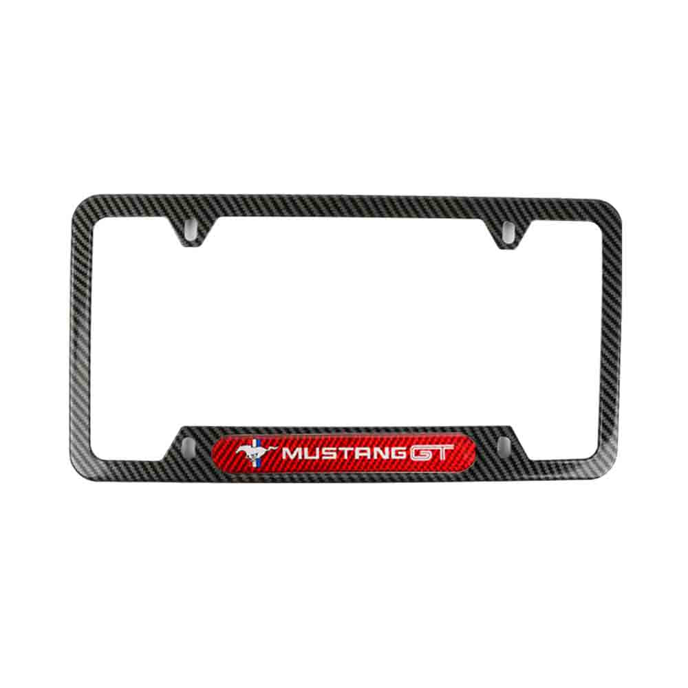 Brand New Universal 2PCS Mustang GT Carbon Fiber Look Metal License Plate Frame