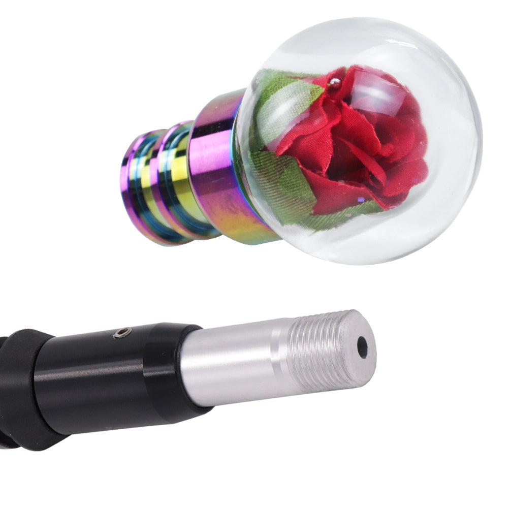 Brand New Universal Acrylic Clear Crystal Red Rose Flower Ball Automatic Car Gear Shift Knob Shifter