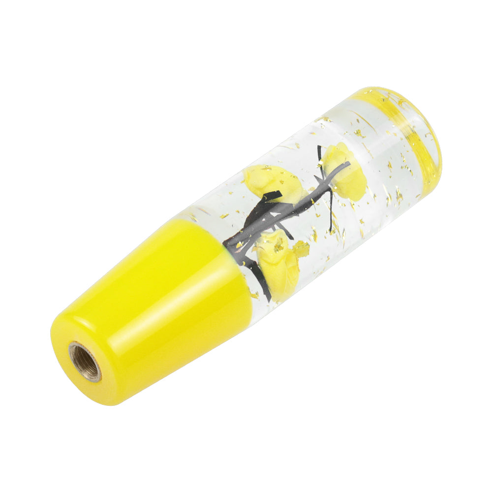 Brand New Universal 150mm Sakura Yellow Glitter Rose Flowers Manual Car Gear Stick Shift Knob M8 M10 M12