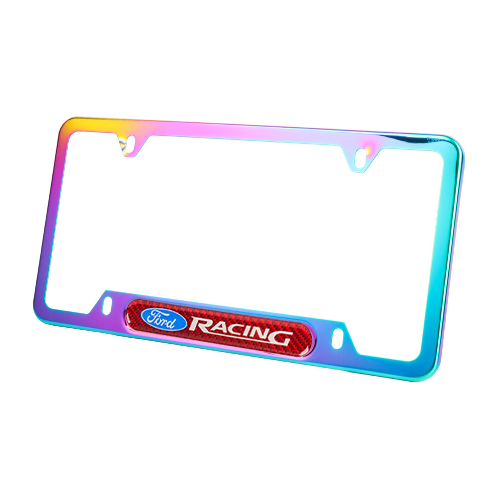 Brand New Universal 1PCS Ford Racing Neo Chrome Metal License Plate Frame