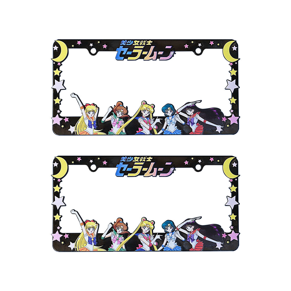 Brand New Universal 2PCS Anime Sailor Moon ABS Plastic Black License Plate Frame