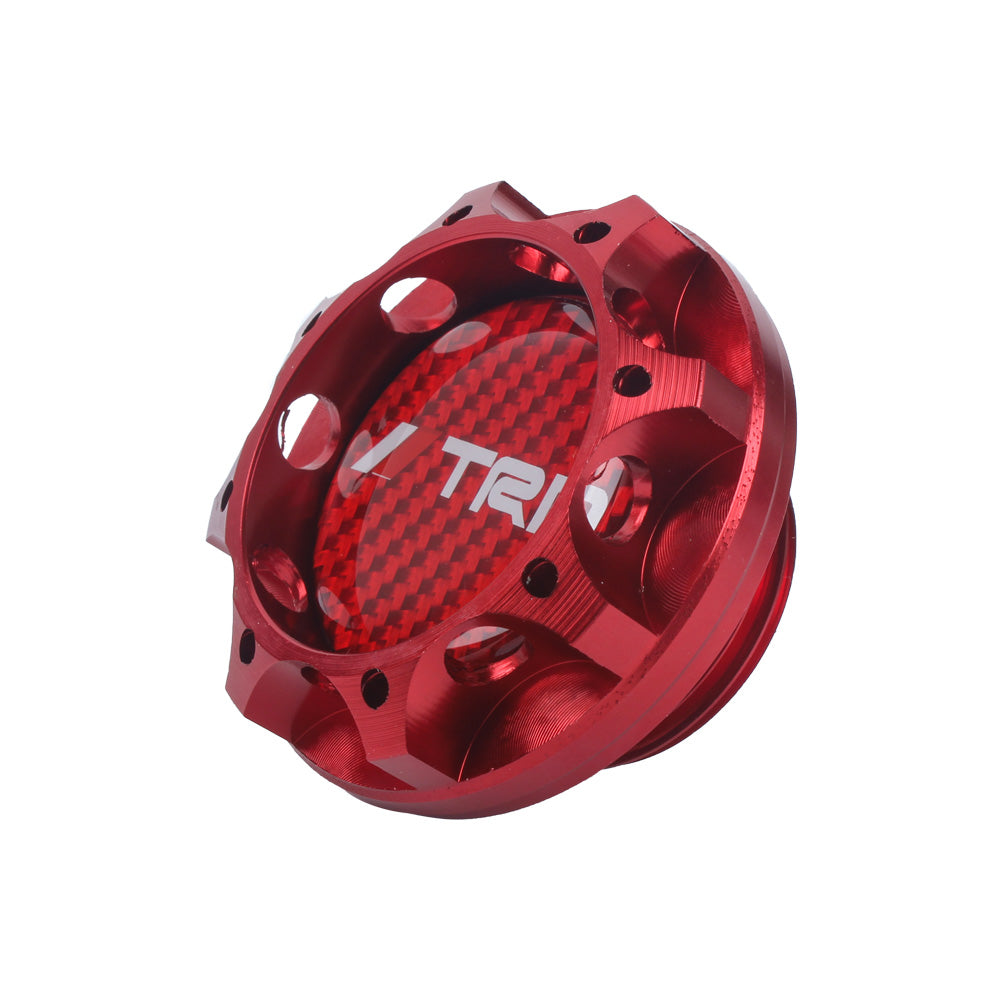 Brand New Toyota TRD Real Carbon Fiber Sticker ALUMNIUM Red Billet Engine Oil FILLER Cap