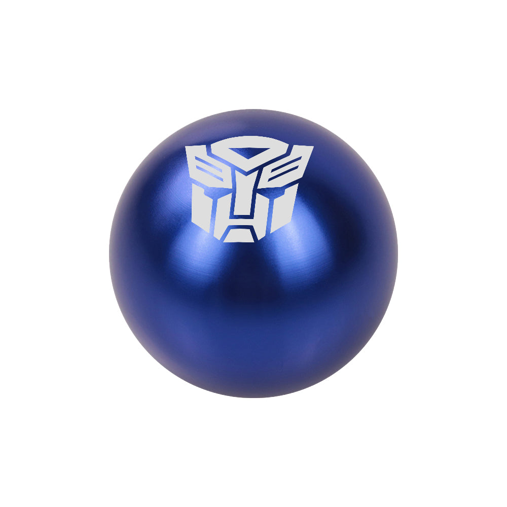 BRAND NEW UNIVERSAL JDM AUTOBOT TRANSFORMERS Aluminum Blue Round Ball Manual Gear Stick Shift Knob M8 M10 M12