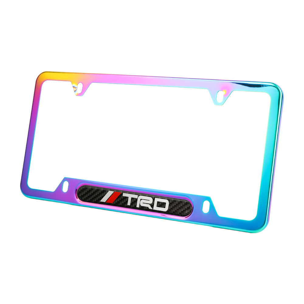 Brand New Universal 2PCS TRD Neo Chrome Metal License Plate Frame