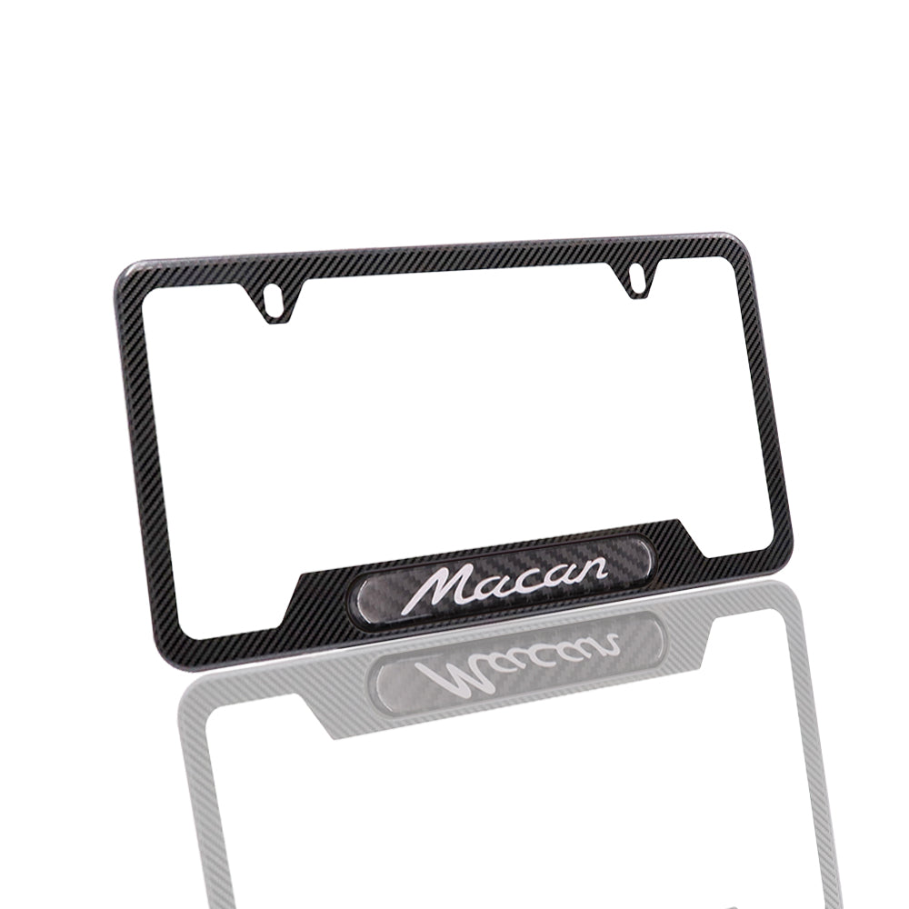 Brand New Universal 2PCS Porsche Macan Carbon Fiber Metal License Plate Frame