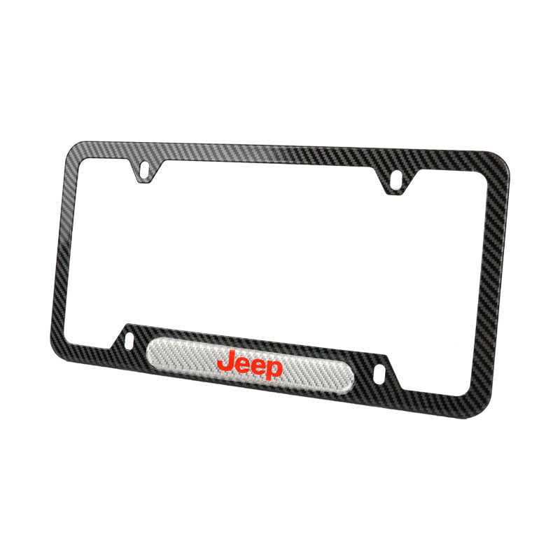 Brand New Universal 1PCS JEEP Carbon Fiber Look Metal License Plate Frame