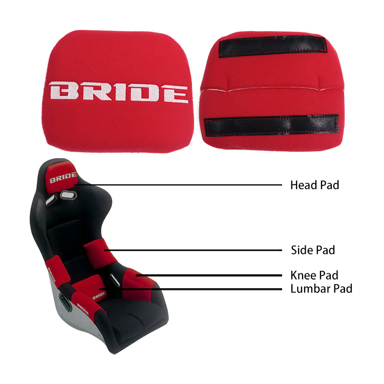 BRAND NEW 1PCS JDM BRIDE Racing Red Tuning Pad For Head Rest Cushion Bucket Seat Racing