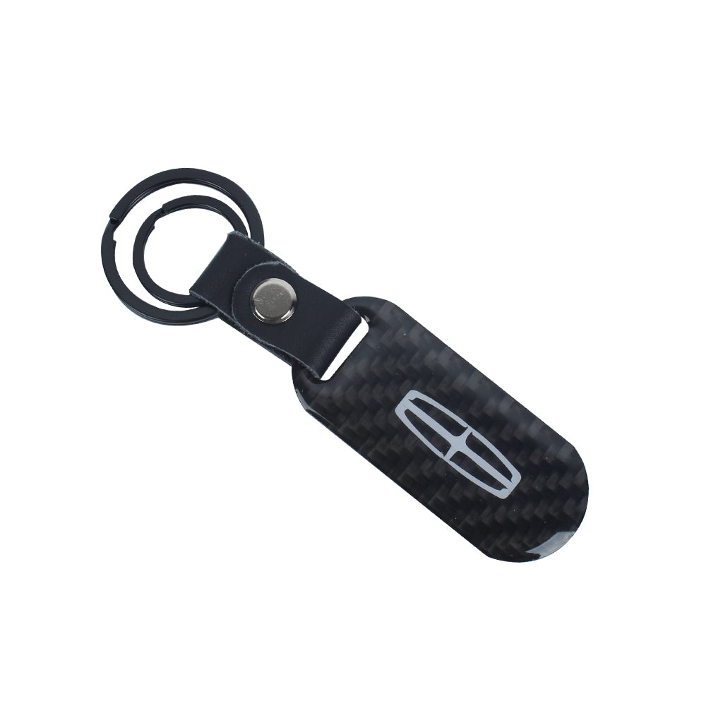 Brand New Universal 100% Real Carbon Fiber Keychain Key Ring For Lincoln