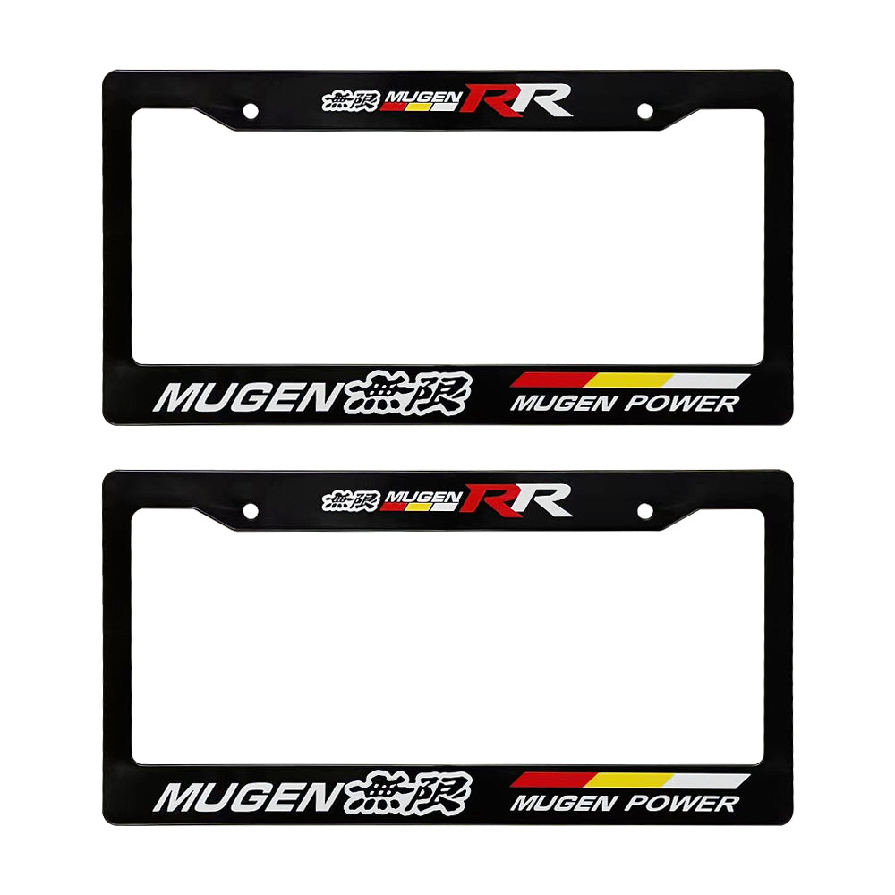 Brand New Universal 2PCS MUGEN RR ABS Plastic Black License Plate Frame Cover