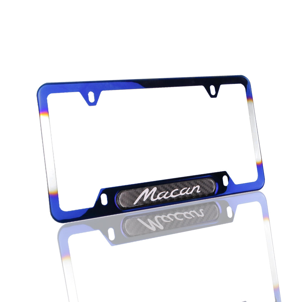 Brand New Universal 1PCS Porsche Macan Burnt Blue Metal License Plate Frame