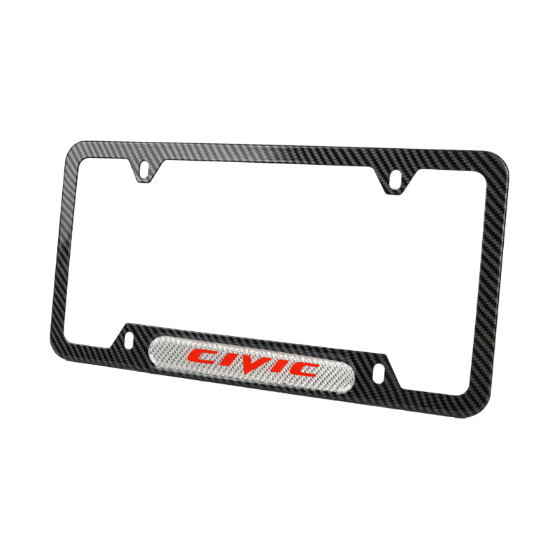 Brand New Universal 1PCS CIVIC Carbon Fiber Look Metal License Plate Frame