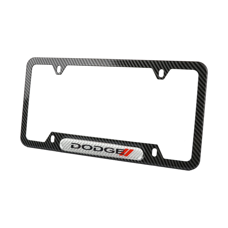 Brand New Universal 1PCS Dodge Carbon Fiber Look Metal License Plate Frame