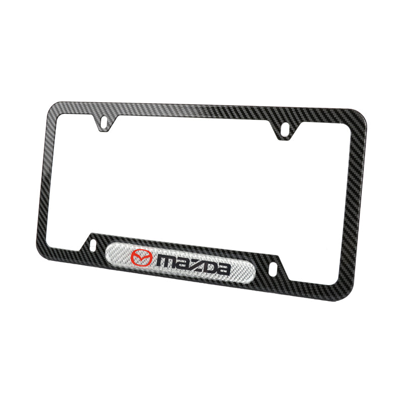 Brand New Universal 2PCS Mazda Carbon Fiber Look Metal License Plate Frame