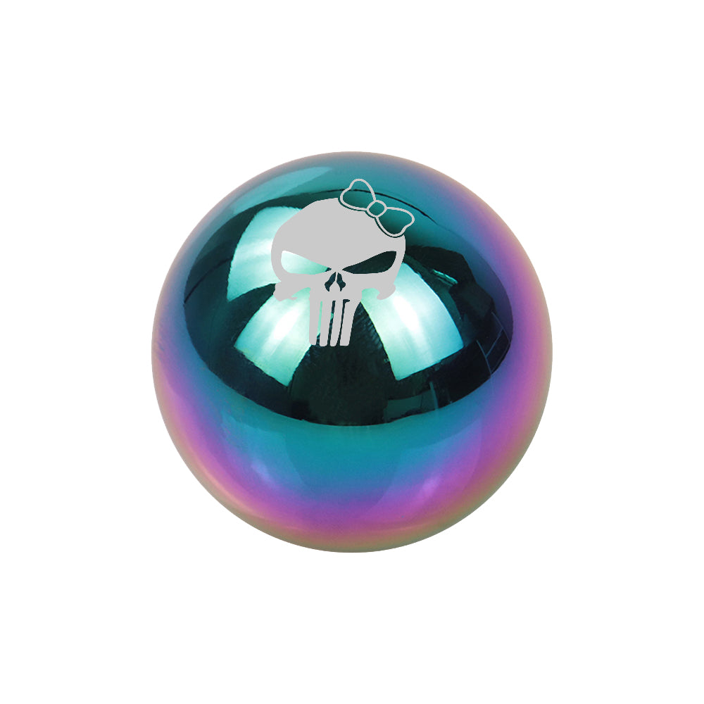 BRAND NEW UNIVERSAL JDM THE PUNISHER CHIC GIRL Aluminum Neo Chrome Round Ball Manual Gear Stick Shift Knob M8 M10 M12