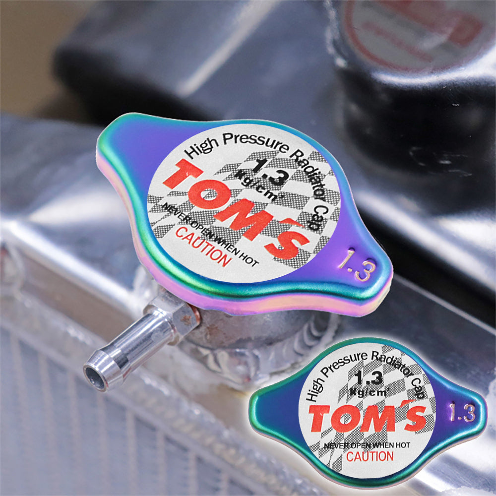 Brand New JDM 1.3bar 9mm Tom's Racing Neo Chrome Racing Cap High Pressure Radiator Cap For Universal