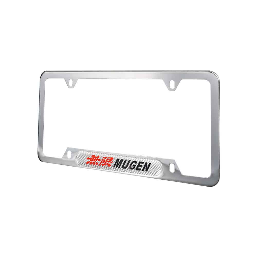 Brand New Universal 2PCS Mugen Chrome Metal License Plate Frame