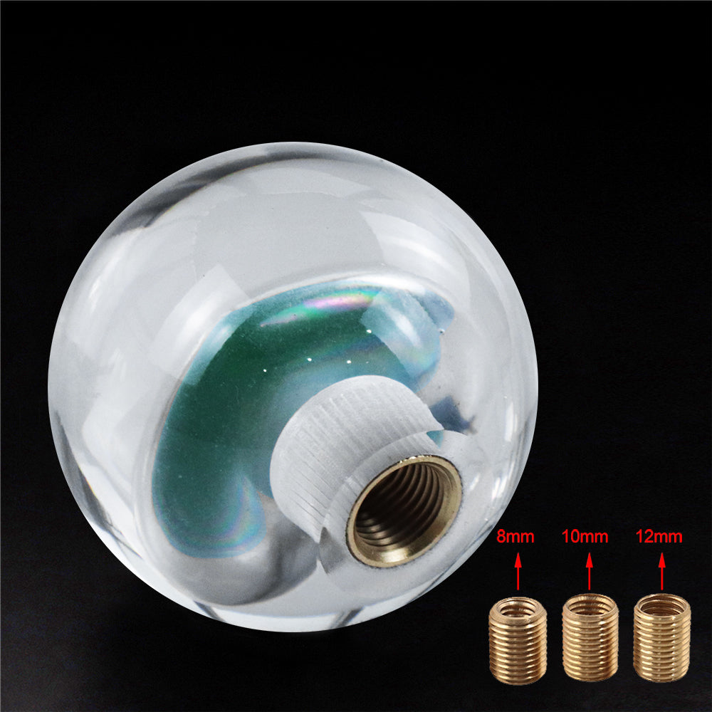 Brand New Universal Round Ball Heart Green Crystal Clear Manual Gear Shift Knob Shifter M8 M10 M12