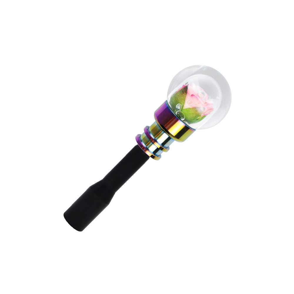 Brand New Universal Acrylic Clear Crystal Yellow/Pink Rose Flower Ball Manuel Gear Stick Shift Knob M8 M10 M12 & Black Shifter Extender Extension