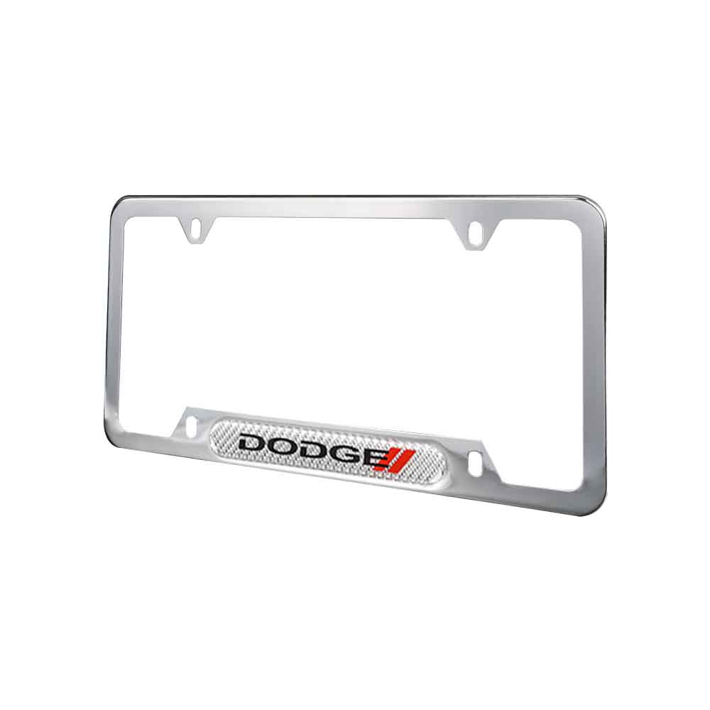 Brand New Universal 2PCS Dodge Chrome Metal License Plate Frame