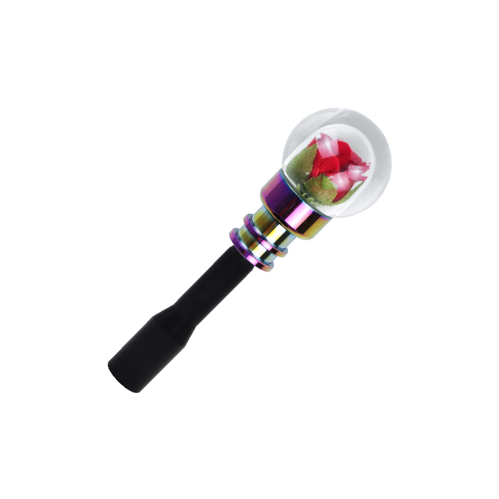 Brand New Universal Acrylic Clear Crystal Red Rose Flower Ball Manuel Gear Stick Shift Knob M8 M10 M12 & Black Shifter Extender Extension