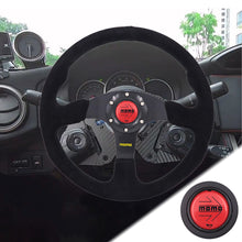 Load image into Gallery viewer, Brand New 14&quot; MOMO Style Racing Black Stitching Leather Suede Sport Steering Wheel w Horn Button