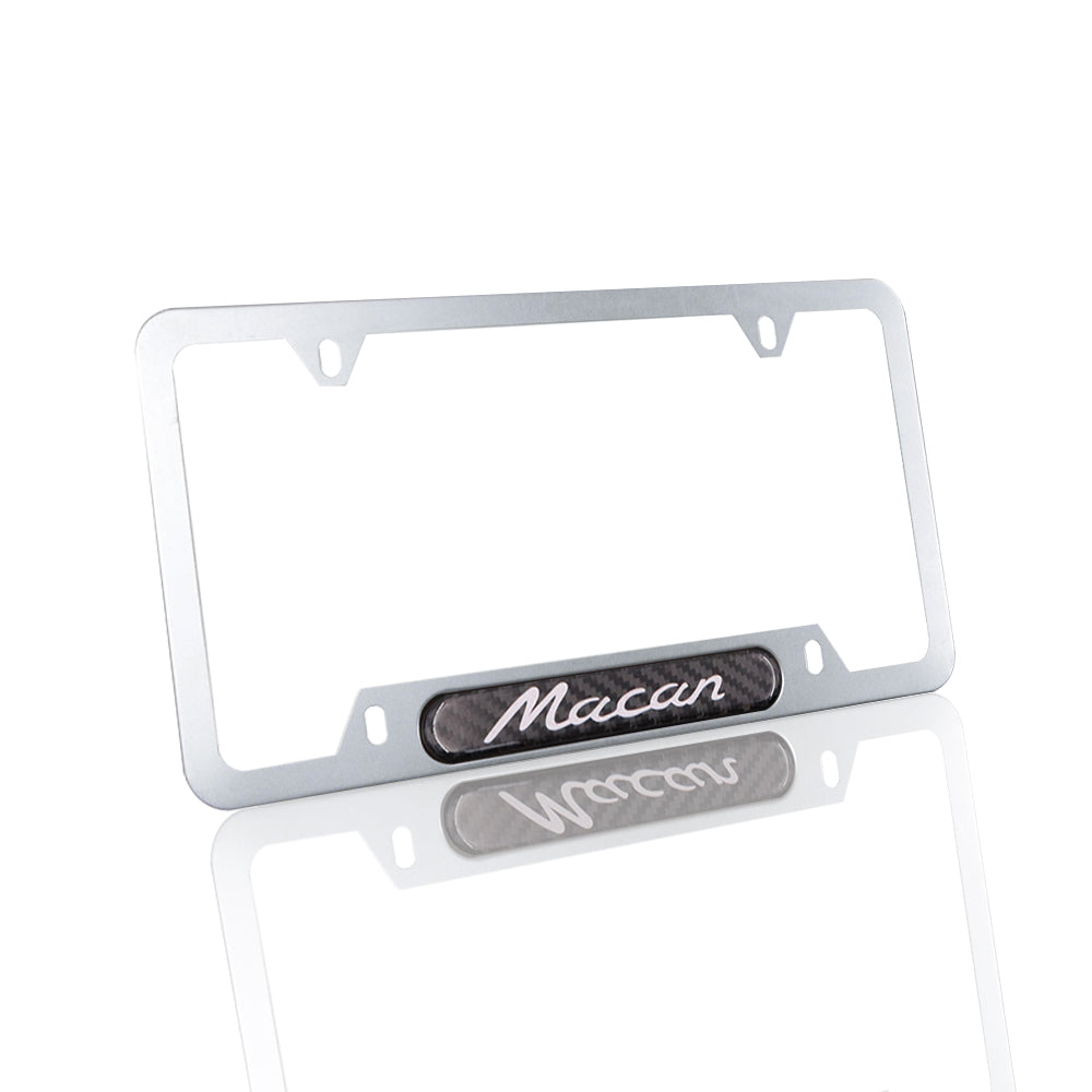 Brand New Universal 2PCS Porsche Macan Silver Metal License Plate Frame