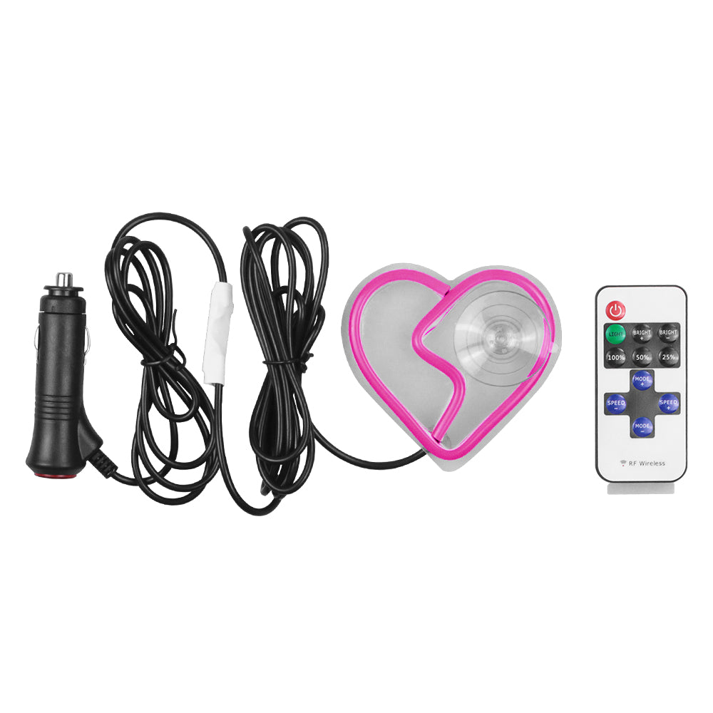 BRAND NEW UNIVERSAL BROKEN LOVE HEART PURPLE LED Neon Flash Light Car Window Glow Electric Remote Control Lamp