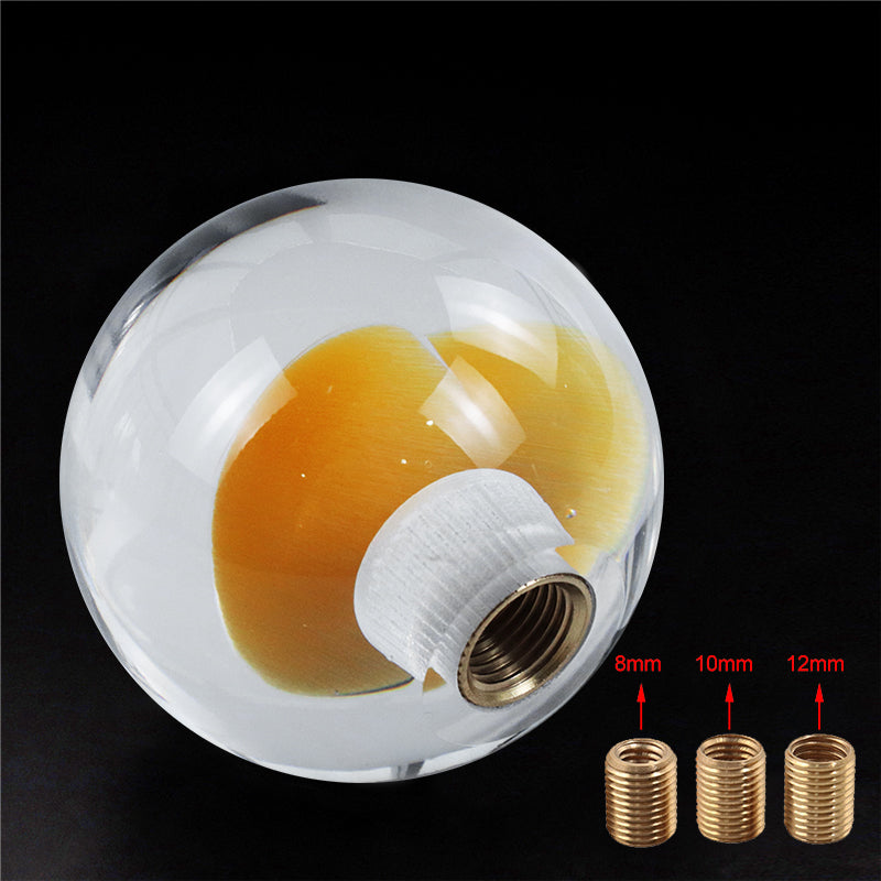 Brand New Universal Round Ball Heart Yellow Crystal Clear Manual Gear Shift Knob Shifter M8 M10 M12