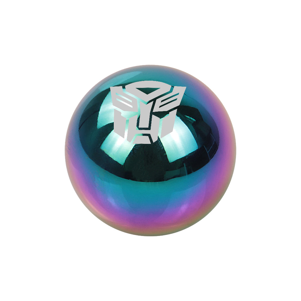 BRAND NEW UNIVERSAL JDM AUTOBOT TRANSFORMERS Aluminum Neo Chrome Round Ball Manual Gear Stick Shift Knob M8 M10 M12