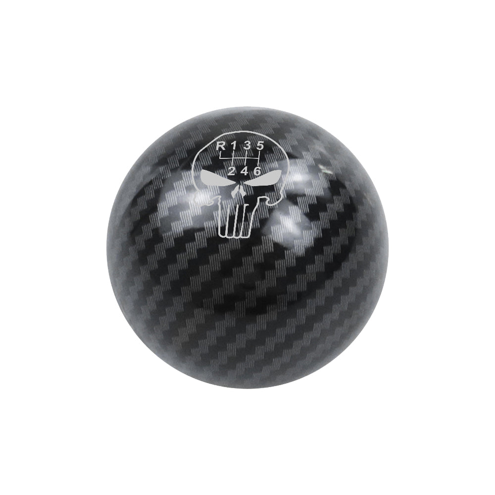 BRAND NEW UNIVERSAL JDM THE PUNISHER 6 SPEED Aluminum Carbon Fiber Style Round Ball Manual Gear Stick Shift Knob M8 M10 M12